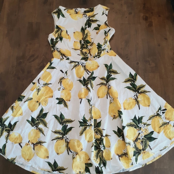 Lemon Print Fit and Flare Dress - Picture 6 of 10